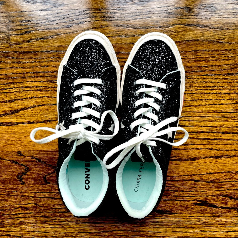 Chiara Ferragni Converse Black Glitter Sneakers